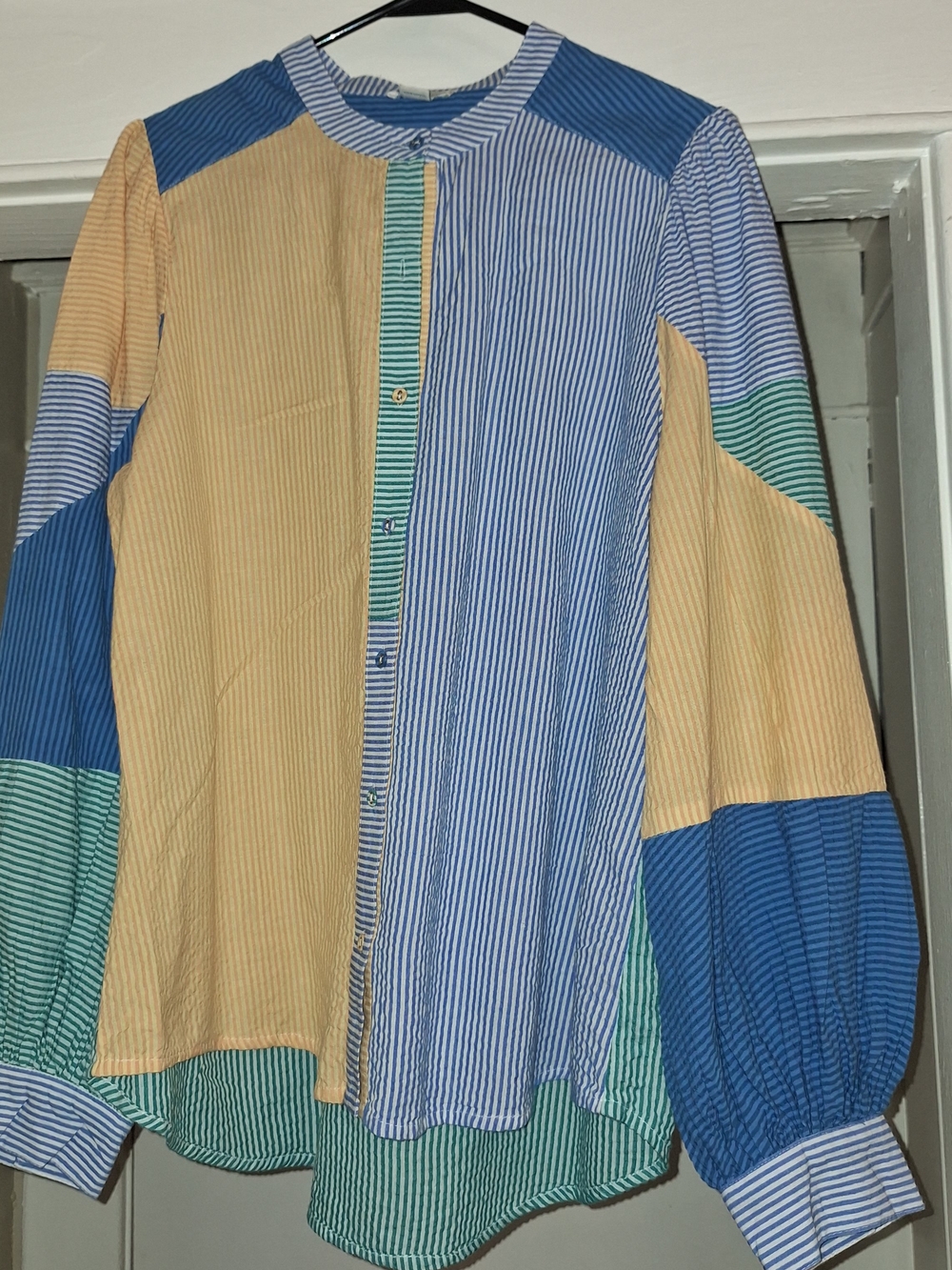 Sundance Multicolor Striped Patchwork Button-Down Shirt